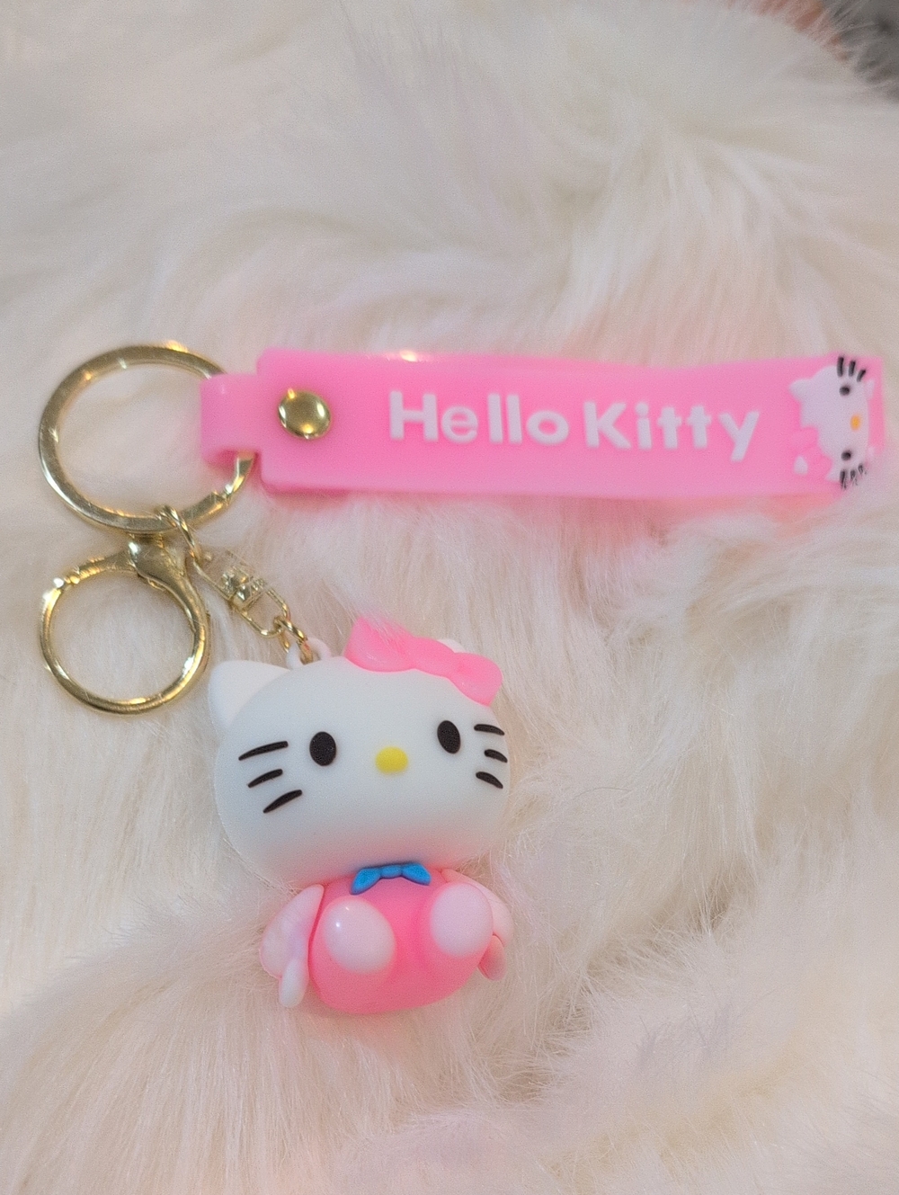 Hello Kitty Pink and White Silicone Keychain Bag Charm